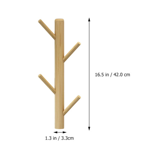 Perchero de pared con forma de rama de madera de pino 1