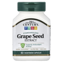 21st Century, Grape Seed Extract, Standardized, 60 Vegetarian Capsules