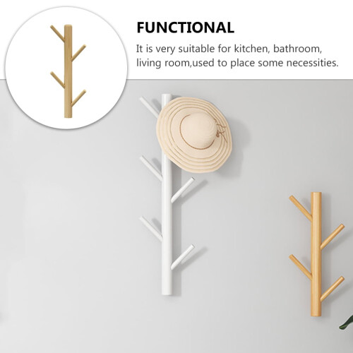 Perchero de pared con forma de rama de madera de pino 2