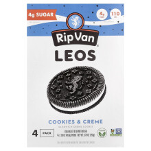 Rip Van Wafels, Leos, Sandwich Creme Cookie, Cookies & Creme, 4 balíky, 1,69 oz (48 g) Každý