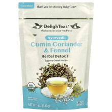 DelighTeas, Ayurvedische Koriander en Foenigiekruide, Kruiden Detox Thee, Vrije Blend, Koffievrij, 5 oz (140 g)