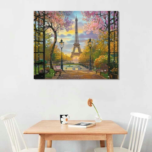 Quadro decorativo em tela com a Torre Eiffel de Paris, 50x40cm (20x16 polegadas) 1