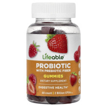 Lifeable, Probiotice cu Fibra Prebiotică Gummies, Berbere, 60 Gummies