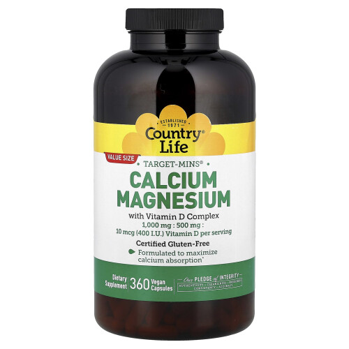 Target-Mins, Calcium Magnesium met Vitamin D Complex, 360 plantaardige capsules