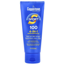Coppertone, Sport, Solcreme, 4-i-1 Ydeevne, SPF 100, 3 fl oz (89 ml)