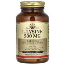Solgar, L-Lisina, Forma Libre, 500 mg, 100 Cápsulas Vegetales