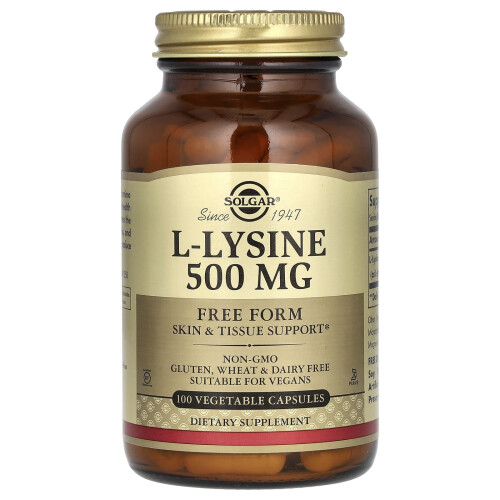 Solgar Solgar, L-Lysine, Ελεύθερη Φόρμα, 500 mg, 100 Φυτικά Φύλλα