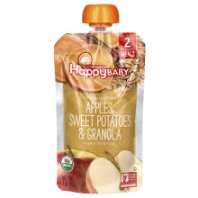 Happy Family Organics, Cibo per Bambini Felice, Cibo per Bambini Biologico, 6+ Mesi, Mele, Patate Dolci & Granola, 4 oz (113 g)