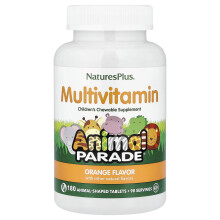 NaturesPlus, Animal Parade, Multivitamin Children's Chewable Supplement, Orange, 180 Animal-Shaped Tablets