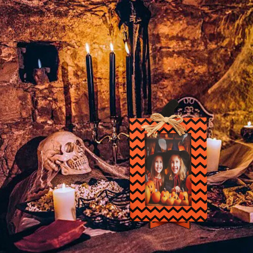 Halloween trä fotoram prydnad pumpa design 2