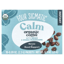 Four Sigmatic, Heti Orgaaninen Kahvi Ashwagandhan ja Eleutheron Soveltimien kanssa, Tasapaino, Keskituulinen, 10 Paketteja, 0,09 oz (2,5 g) Kunkit