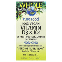 Natural Factors, Whole Earth Sea, 100% veganes Vitamin D3 & K2, 0,5 fl oz (15 ml)