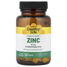 Country Life, Target-Mins, Zink, 50 mg, 180 Tabletten