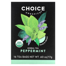 Choice Organic Teas, Kruidenthee, Pepermunt, Koffievrij, 16 Theeballen, 0,60 oz (17 g)