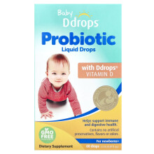 Ddrops, Dítě, Probiotické kapky, Pro novorozence+, 60 kapky, 0,07 fl oz (2,2 ml)