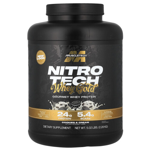 Muscletech MuscleTech, Nitro Tech, 100% Whey Ouro, Cookies e Creme, 5 lbs (2.27 kg)
