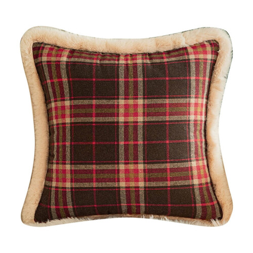 Πράσινα & Κόκκινα Μαξιλαροθήκες Tartan 18x18, Καρό με μπορντούρα Buffalo, 1