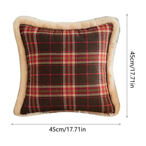 Πράσινα & Κόκκινα Μαξιλαροθήκες Tartan 18x18, Καρό με μπορντούρα Buffalo, 2
