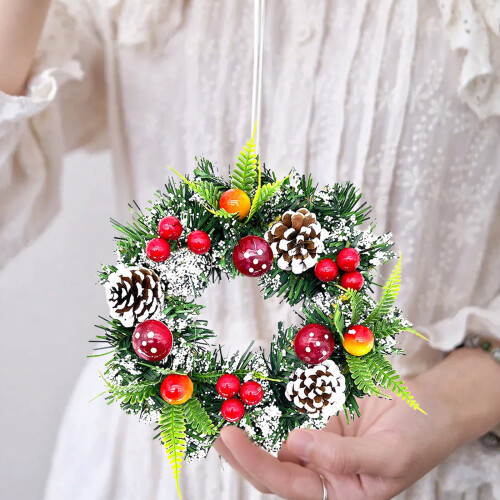 Guirlanda de Natal de rattan, decoração para porta de 50 cm (20 polegadas). 2
