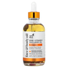 artnaturals, Olej do Twarzy i Ciała, Róża + Witamina E, 4 fl oz (118 ml)