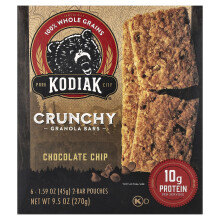 Kodiak Cakes, Krummelt Granola Bars, Chokolade Chip, 6 2-Bar Pouches, 1.59 oz (45 g) hver