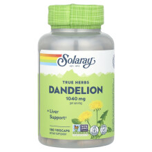 Solaray, True Herbs, Dandelion, 1.040 mg, 180 VegCaps (520 mg pro Kapsel)