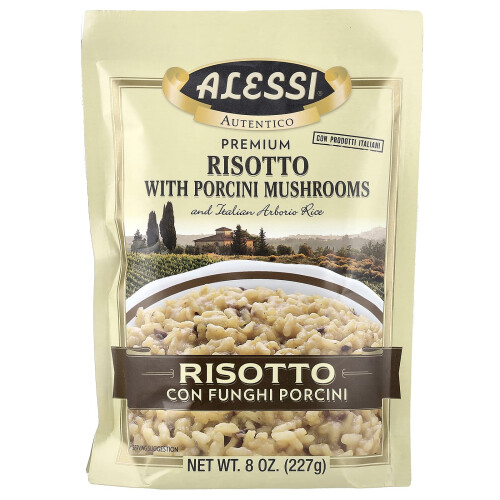 Alessi Αλέσσι, Πρέμιουμ Ριζότο με Πορτσίνι Μανιτάρια και Ιταλικό Arborio Ρύζι, 8 oz (227 g)