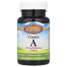 Carlson, Vitamin A, 4,500 mcg RAE (15,000 IU), 240 Mygga Gels
