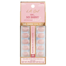 L.A. Girl, Oh So Shiny Kunstnagels, Gel Shine Nageltips, GNT155 Moderne Franse Tip, 25 Stuk Kit