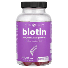 NutraChamps, Witaminy Biotynowe, Naturalny Szczep, 10,000 mcg, 60 Wegetariańskie Gummies (5,000 mcg na Gummy)