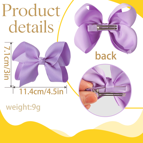 Conjunto de 12 laços de cabelo roxos de 11,5 cm (4,5 polegadas) para meninas, ideais para penteados diários, festas e escola. Perfeitos para 1