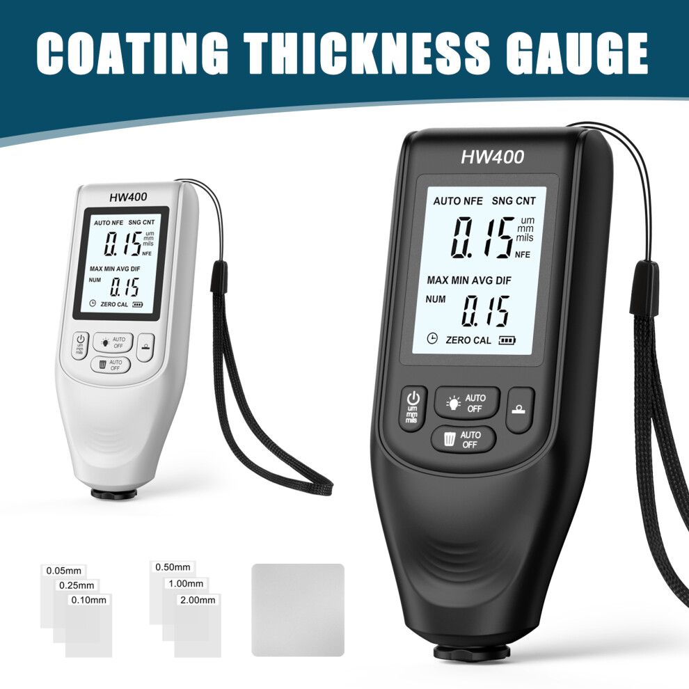 Paint Thickness Gauge 0-2000Um, High-Precision Coating Meter, Abs Black 3281390938068
