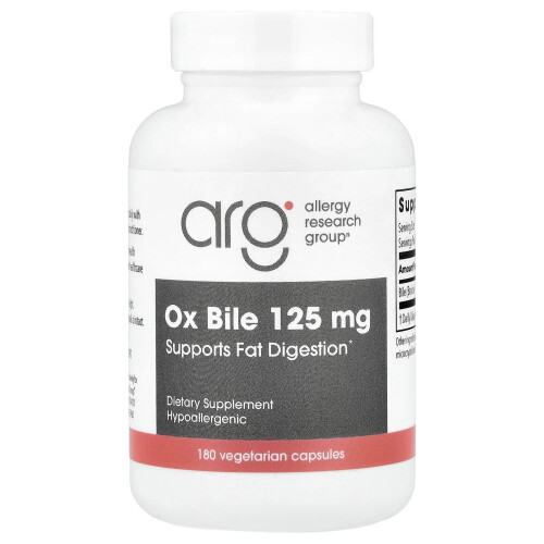 Allergy Research Group Ox Bile 125 mg, 180 Vegikapsov