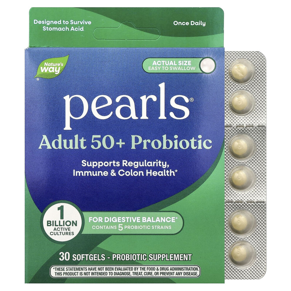 Nature's Way , Adult 50+ Probiotic Pearls 1 Billion Cfu, 30 Softgels