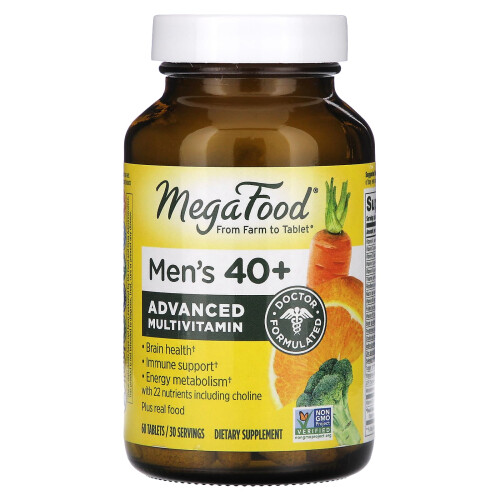 MegaFood, Mäns 40+, Avancerad multivitaminer, 60 tabletter