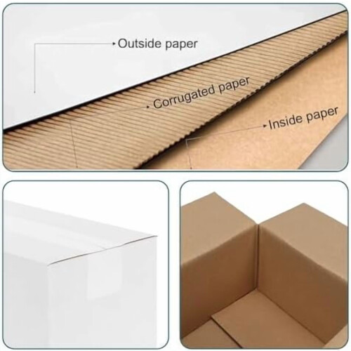 Conjunto de 25 caixas de papelão ondulado branco para envio, 25x15x10 cm (10x6x4 polegadas). 2
