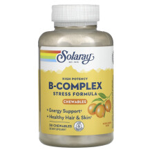 Solaray, Hochpotenter B-Komplex, Natürliche Orange, 50 Kaugummis