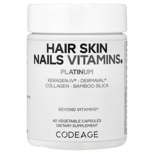 Codeage, Hår, Hud, Nävar Vitaminer, Platina, 60 Vegetabiliska kapslar