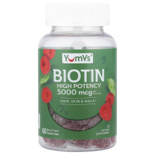 YumVs, Biotin Gummies, Vysoká účinnosť, Berry, 60 Gummies (2,500 mcg na Gummy)