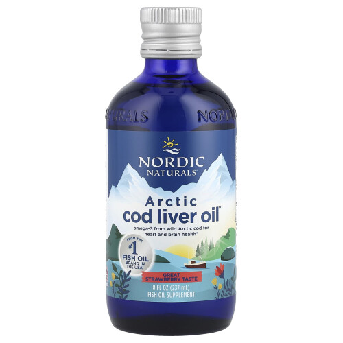 Nordic Naturals Νορδική Φύση, Αρκτική Κόδλιβερ Οϊλ, Στρόμπερι, 8 fl oz (237 ml)