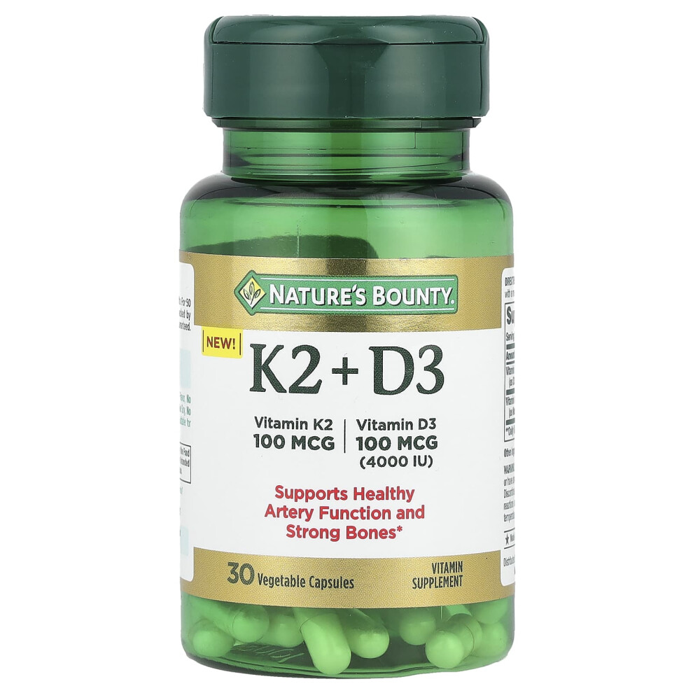Nature's Bounty , Vitamin K2 + D3, 30 Vegetable Capsules