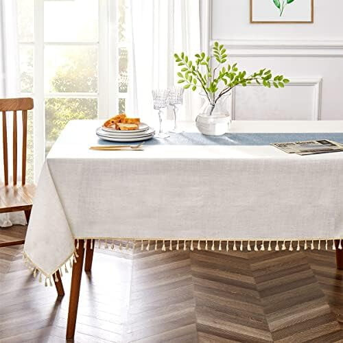Embroidered Cotton-Linen Tablecloth 55 x 102 in 1