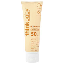 think, Think Baby, Klart Zinkoxid Solbrændselscreme, Sensitive Hud, SPF 50, Parfume Frit, 3 fl oz (89 ml)