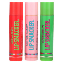 Lip Smacker, Original & Best Flavors, Lip Balm, Strawberry, Cotton Candy, Watermelon, 3 Pack, 0,14 oz (4 g) Each