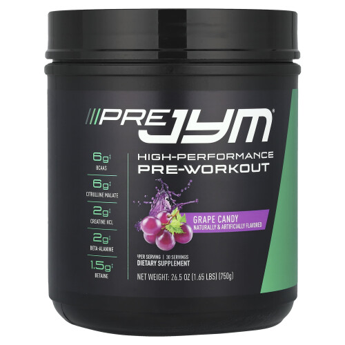 JYM Supplement Science, Pre JYM, High Performance Pre-Workout, Grape Candy, 1.65 lbs (750 g)