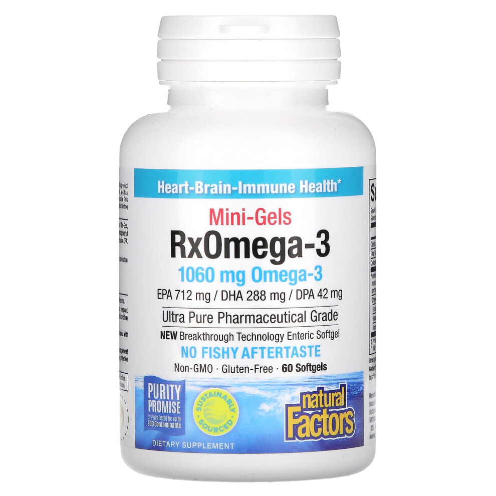 Natural Factors , Rxomega-3 Mini-Gels, 1,060 Mg 60 Softgels (530 Mg Per Softgel)