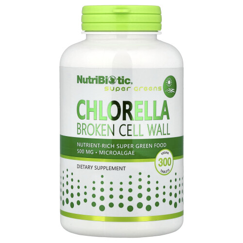 NutriBiotic, Chlorelă, 300 Tablete Vegane (500 mg pe Tableta)
