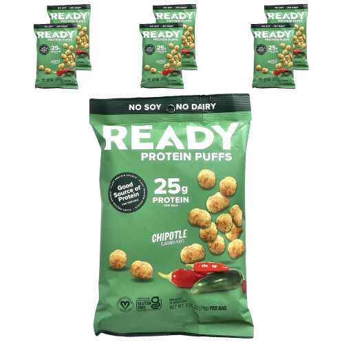Ready, Proteinpuffar, Chipotle, 6 Puffar, 2.75 oz (78 g) Varje
