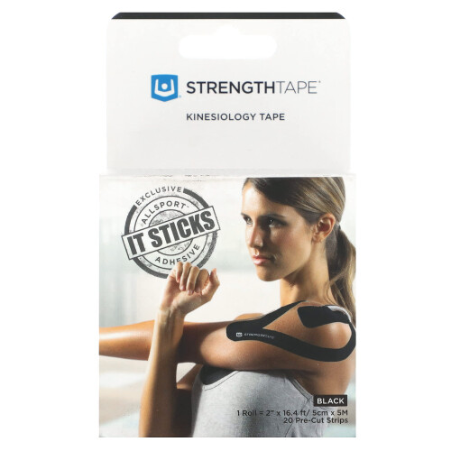 Strengthtape, Κινησιολογική Τάπητα, Μαύρο, 20 Προ-Κομψά Τμήματα