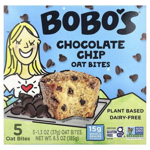Bobo's Oat Bars, Chocolade Chip Oat Bites, 5 Bites, 1,3 oz (37 g) Elke